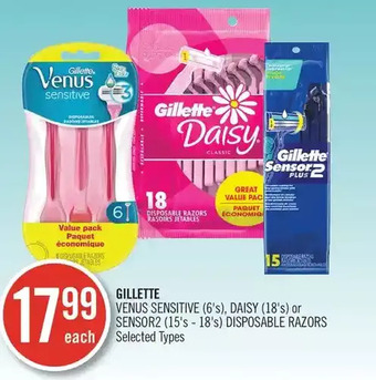Shoppers Drug Mart Gillette venus sensitive, daisy or sensor2 disposable razors offer