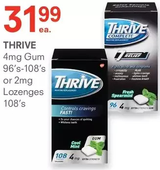IDA Pharmacy Thrive 4mg gum or 2mg lozenges offer