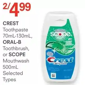 IDA Pharmacy Crest toothpaste, oral-b toothbrush or scope mouthwash offer
