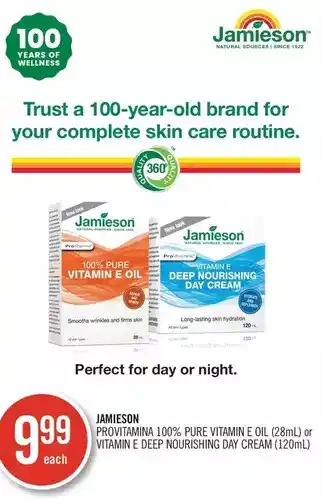 Shoppers Drug Mart Jamieson provitamina 100% pure vitamin e oil or vitamin e deep nourishing day cream offer