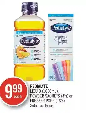 Shoppers Drug Mart Pedialyte liquid, powder sachets or freezer pops offer