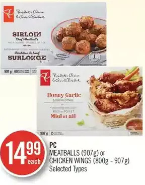 Shoppers Drug Mart Pc meatballs or chicken wings offer