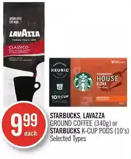 Shoppers Drug Mart Starbucks, lavazza ground coffee or starbucks k-cup pods offer