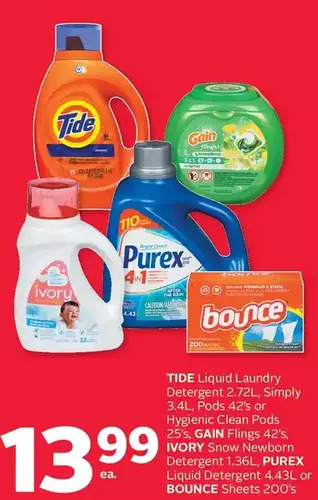 Rexall Tide liquid laundry detergent, simply, pods or hygienic clean pods, gain flings, ivory snow newborn detergent, purex liquid d offer