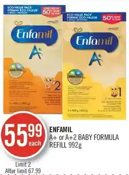 Shoppers Drug Mart Enfamil a+ or a+2 baby formula refill offer