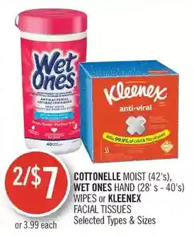 Shoppers Drug Mart Cottonelle moist, wet ones hand wipes or kleenex facial tissues offer