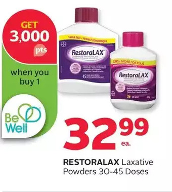 Rexall Restoralax laxative powders offer