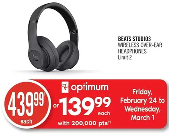 Shoppers Drug Mart Beats studio3 wireless over-ear headphones offer