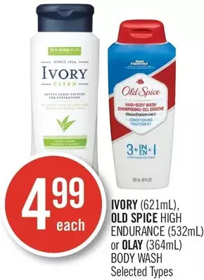 Shoppers Drug Mart Ivory, old spice high endurance or olay body wash offer