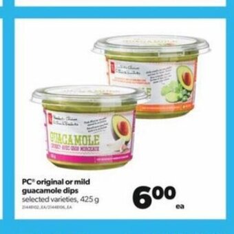 Real Canadian Superstore PC original or mild guacamole dips 425 g offer
