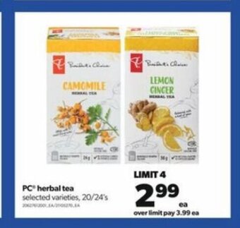 Real Canadian Superstore PC herbal tea 20/24's offer