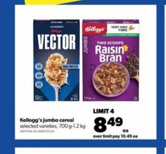 Real Canadian Superstore Kellogg's jumbo cereal 700 g -1.2 kg offer