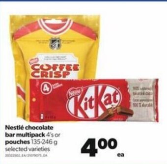 Real Canadian Superstore Nestle Chocolate Bar Multipack 4's or Pouches 135-246g offer
