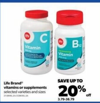 Real Canadian Superstore Life Brand Vitamins or Supplements offer