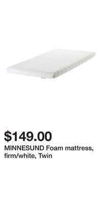 IKEA Minnesund foam mattress, firm/white, twin offer