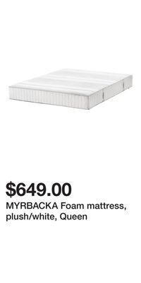 IKEA Myrbacka foam mattress, plush/white, queen offer
