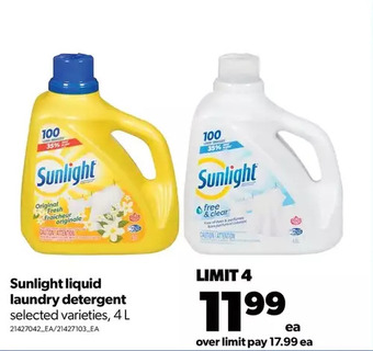 Real Canadian Superstore Sunlight liquid laundry detergent offer