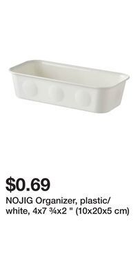 IKEA Nojig organizer, plastic/white, 4x7 ¾x2 " (10x20x5 cm) offer