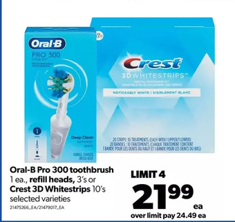 Real Canadian Superstore Oral-b pro 300 toothbrush, refill heads or crest 3d whitestrips offer