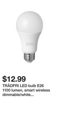IKEA Trådfri led bulb e26 1100 lumen, smart wireless dimmable/white spectrum globe offer