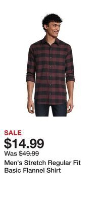 Mark's Men's stretch regular fit basic flannel shirt offer