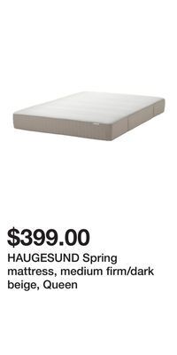 IKEA Haugesund spring mattress, medium firm/dark beige, queen offer