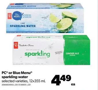 Real Canadian Superstore Pc or blue menu sparkling water offer