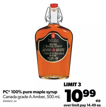 Real Canadian Superstore Pc 100% pure maple syrup offer