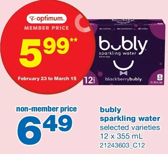 Wholesale Club Bubly sparkling water offer