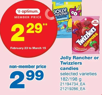 Wholesale Club Jolly rancher or twizzlers candies offer
