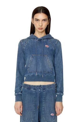 Cropped hoodie in track denim