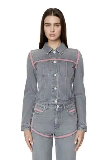 Diesel Slim-fit trucker jacket with red inserts offer