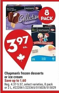 Giant Tiger Chapman's frozen desserts offer