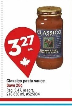 Giant Tiger Classico pasta sauce offer