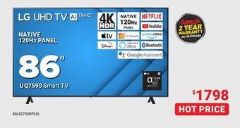 Visions Electronics Lg native 120hz panel 86" uq7590 smart tv offer