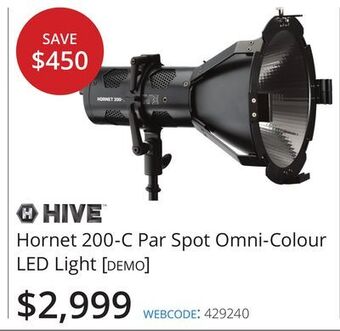 Vistek Hive hornet 200-c par spot omni-colour led light [demo] offer