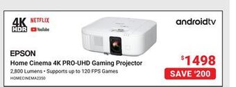 Visions Electronics Epson home cinema 4k pro-uhd gaming projector offer