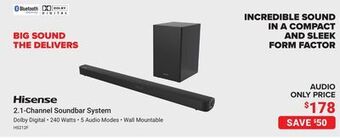 Visions Electronics Hisense 2.1-channel soundbar system offer