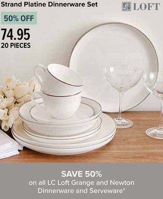 Linen Chest Strand platine dinnerware set offer
