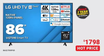Visions Electronics Lg 86" uq7590 smart tv offer