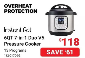 Visions Electronics Instant pot 6qt 7-in-1 duo v5 pressure cooker offer
