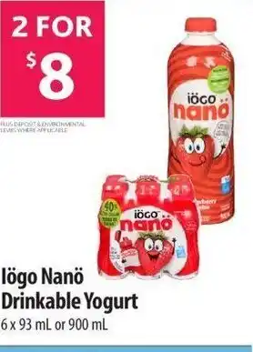 Iogo nano drinkable yogurt 6 x 93ml or 900ml