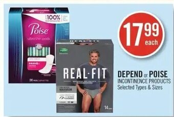 Shoppers Drug Mart Depend or Poise incontinence products offer