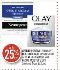 Shoppers Drug Mart Neutrogena deep moisture or Olay regenerist max facial moisturizers offer