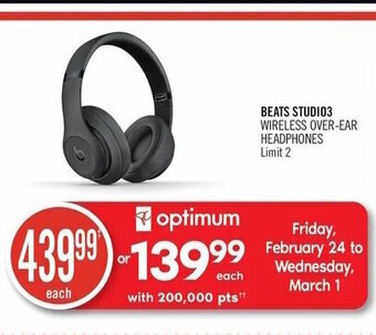 Shoppers Drug Mart Beats studio3 wireless over-ear headphones offer
