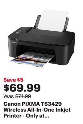 Best Buy Canon pixma ts3429 wireless all-in-one inkjet printer - only at best buy offer