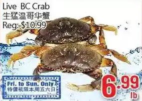Hong Tai Supermarket Live bc crab offer