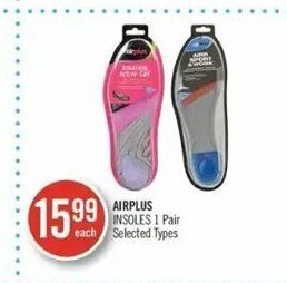 Shoppers Drug Mart Airplus insoles 1 pair offer