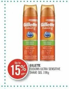 Shoppers Drug Mart Gillette fusions ultra sensitive shave gel 198g offer