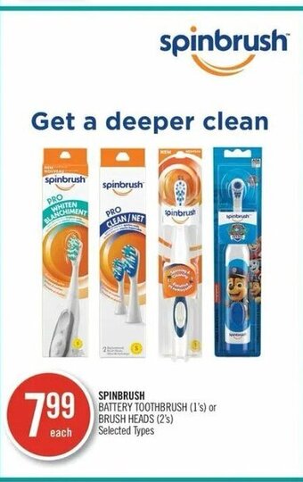 Shoppers Drug Mart Spinbrush battery toothbrush 1's offer